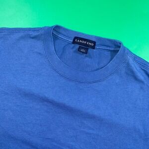Lands End Mens Blue Crew Neck T Shirt Size M 38 40 Short‎ Sleeve Casual Basic